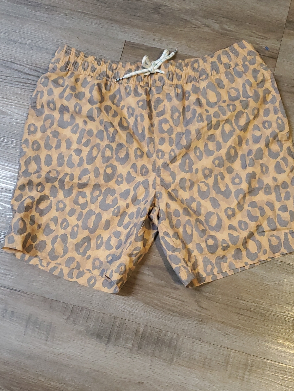 Original Use Men's Leopard Swim Trunks in Tan and Gray